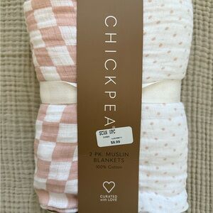 Chick Pea Pink and White Muslin Blankets